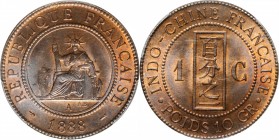 FRENCH INDO-CHINA. Centime, 1888-A. Paris Mint. PCGS MS-64 Red Brown Gold Shield.