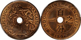 FRENCH INDO-CHINA. Centime, 1896-A. Paris Mint. PCGS MS-64 Red Brown.