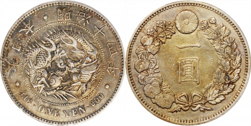 JAPAN. Yen, Year 14 (1881). Mutsuhito (Meiji). PCGS Genuine--Repaired, EF Detail...