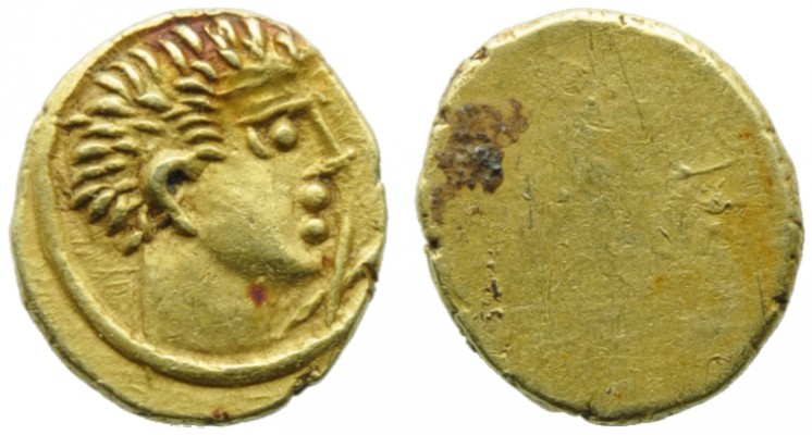 Etruria, Populonia, 10 Units, c. 300-250 BC; AV (g 0,55; mm 8; h -); Young male ...