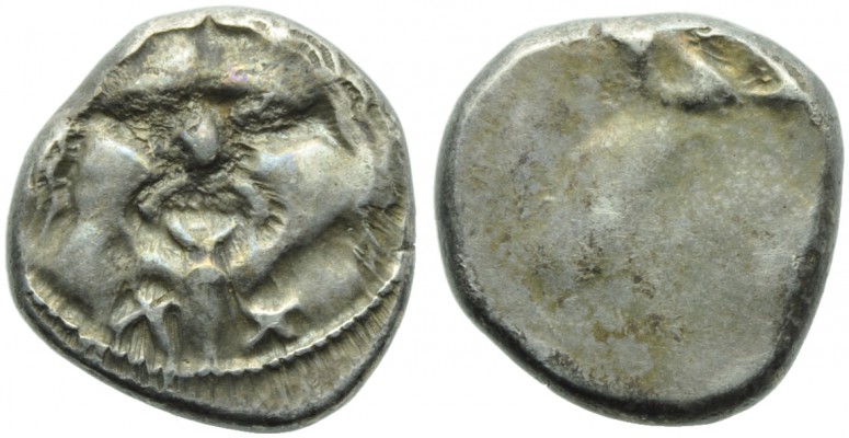 Etruria, Populonia, 20 Units, c. 400 BC; AR (g 8,27; mm 20; h -); Gorgoneion; be...