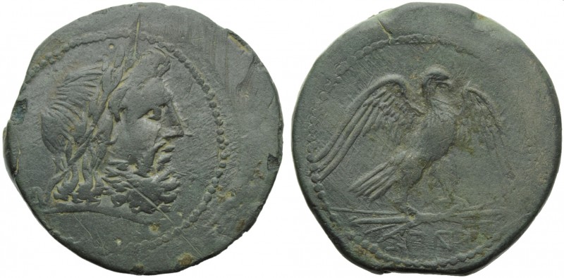 Campania, Capua, As, c. 216-211 BC; AE (g 25,24; mm 33; h 8); Head laureate of Z...