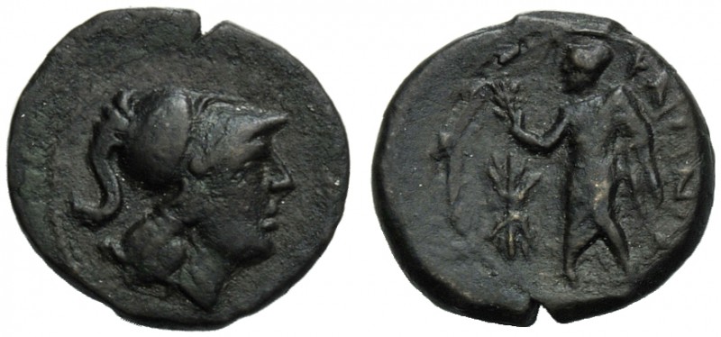 Apulia, Caelia, Semuncia, c. 220-150 BC; AE (g 1,87; mm 14; h 6); Head of Athena...