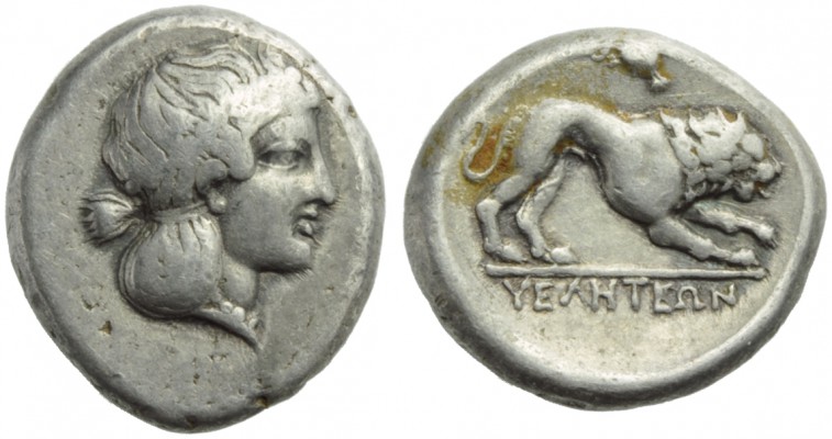 Lucania, Velia, Didrachm, c. 400-340 BC; AR (g 7,65; mm 20; h 3); Head of nimph ...
