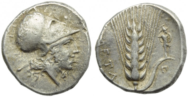 Lucania, Metapontion, Stater, c. 340-330 BC; AR (g 7,98; mm 22; h 10); Head of T...