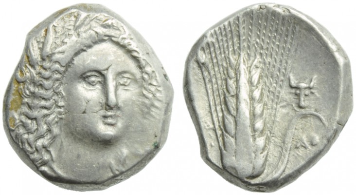 Lucania, Metapontion, Stater, c. 330-290 BC; AR (g 7,90; mm 19; h 6); Head of De...