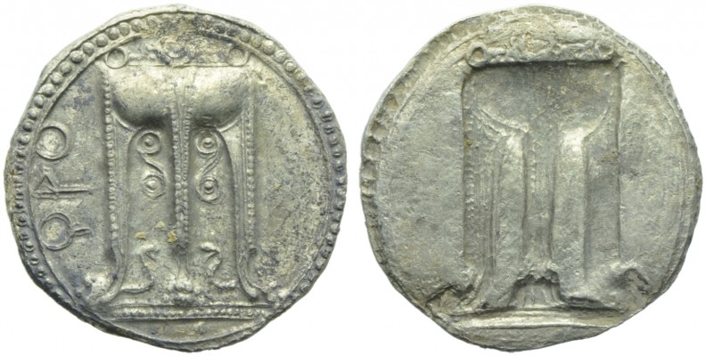 Bruttium, Croton, Stater, c. 530-500 BC; AR (g 8,11; mm 27; h 12); ϘPO, tripod w...