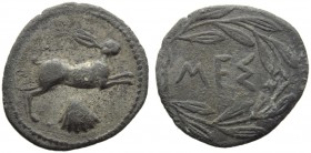 Sicily, Messana, Litra, c. 420-413 BC; AR (g 0,66; mm 13; h 3); Hare r., below, shell, Rv. Rv. MEΣ all within laurel wreath. SNG Copenhagen 413; Calta...