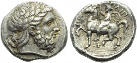 Kings of Macedonia, Philip II (359-336, and posthumous issues), Tetradrachm, Amphipolis, c. 355-348 BC; AR (g 14,47; mm 25; h 6); Laureate head of Zeu...