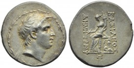 Seleucid kings of Syria, Demetrios I Soter (162-150), Tetradrachm, Antioch, c. 162-154 BC; AR (g 16,78; mm 30; h 12); Diademed head r., all within lau...