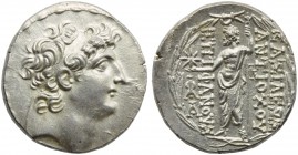 Seleucid kings of Syria, Antiochos VIII Epiphanes (121-96), Tetradrachm, Antioch, c. 112-110 BC; AR (g 16,52; mm 28; h 1); Diademed head r., Rv. BAΣIΛ...