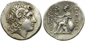 Kings of Thrace, Lysimachos (323-281, and posthumous issues), Tetradrachm, Lampsacus, c. 297-281 BC; AR (g 16,56; mm 32; h 12); Deified head of Alexan...