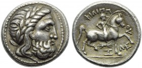 Celtic, Imitation of Philip II, Danube Region, Tetradrachm, 3rd century BC; AR (g 14,44; mm 25; h 12); Laureate head of Zeus r., Rv. ΦIΛIΠΠ - OY, yout...