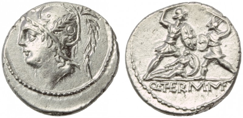Q. Minucius Thermus M.f., Denarius, Rome, 103 BC; AR (g 3,88; mm 19; h 8); Helme...