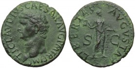Claudius (41-54), As, Rome, AD 50-54; AE (g 11,32; mm 29; h 6); TI CLAVDIVS CAESAR AVG P M TR P IMP P P, bare head l., Rv. LIBERTAS - AVGVSTA, Liberta...