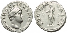 Otho (69), Denarius, Rome, 15 January - mid April AD 69; AR (g 3,52; mm 19; h 6); IMP M OTHO CAESAR AVG [TR P], bare head r., Rv. SECV - RI - TAS P R,...