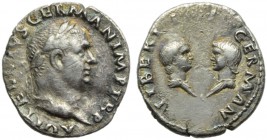 Vitellius (69), Denarius, Rome, late April - 20 December AD 69; AR (g 3,01; mm 19; h 6); A VITELLIVS GERMAN IMP TR P P, laureate head r., Rv. LIBERI -...