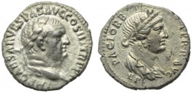 Vespasian (69-79), Denarius, Ephesus, AD 71; AR (g 3,08; mm 17; h 12); IMP CAESAR VESPAS AVG COS III TR P P P, laureate head r., Rv. PACI ORB - TERR A...