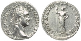 Domitian (81-96), Denarius, Rome, AD 94; AR (g 3,37; mm 17; h 6); IMP CAES DOMIT AVG GERM P M TR P VI, laureate head r., Rv. IMP XIIII COS XII CENS P ...