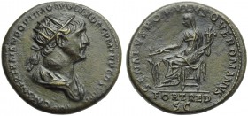 Trajan (98-117), Dupondius, Rome, AD 114-117; AR (g 11,48; mm 27; h 7); [IMP] CAES NER TRAIANO OPTIMO AVG GER DAC P M TR P COS [VI P P], radiate and d...