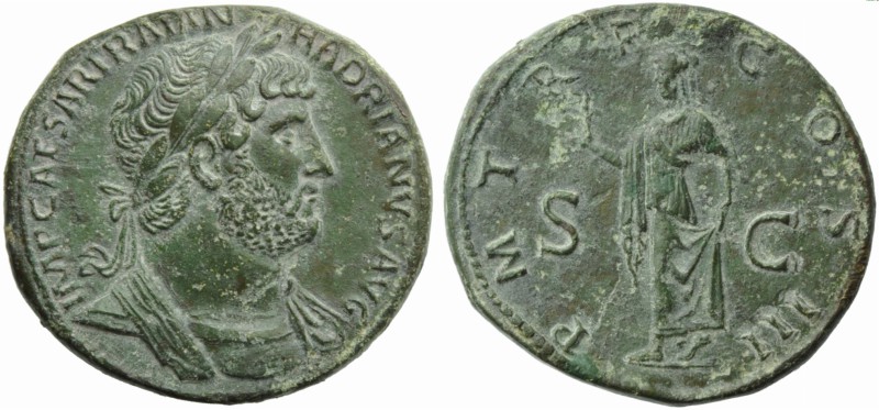 Hadrian (117-138), Sestertius, Rome, AD 119-121 ; AE (g 24,97; mm 34; h 6); IMP ...
