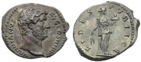 Hadrian (117-138), Denarius, Rome, AD 134-138; AR (g 3,54; mm 17; h 7); HADRIANVS - AVG COS III P P, bare head r., Rv. FIDES - PVBLICA, Fides standing...