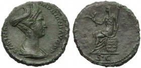 Sabina (Hadrian, 117-138), As, Rome, AD 128-136; AE (g 12,92; mm 27; h 6); SABINA [AVGVSTA] - HADRIANI AVG P P, draped bust r., a triple tiara above t...