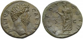Aelius Caesar (Hadrian, 117-138), Sestertius, Rome, AD 137; AE (g 23,81; mm 30; h 6); AELIVS - CAESAR, bare head r., Rv. TR POT - COS II, Spes walking...