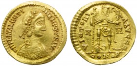 Burgundians or Franks, Uncertain King, Solidus struck in the name of Valentinian III (425-455), Uncertain Gallic mint, after AD 451; AV (g 4,49; mm 21...