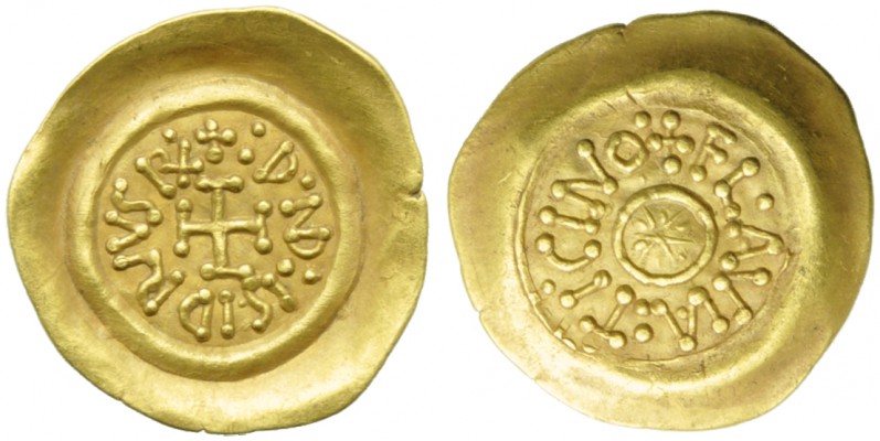 Lombards, Desiderius (757-774), Tremissis, Ticinum, AD 756-774; AV (g 1,37; mm 1...