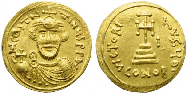 Constans II (641-668), Solidus, Syracuse, AD 647-650; AV (g 4,35; mm 20; h 6); d...