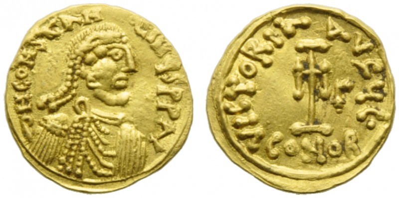Constans II (641-668), Tremissis, Syracuse, AD 657-662 ; AV (g 1,50; mm 14; h 12...