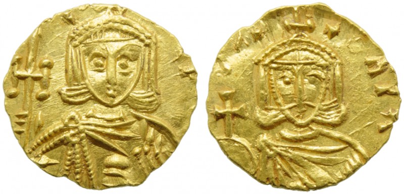 Constantine V with Leo IV (741-775), Tremissis, Syracuse, AD 751-775; AV (g 1,22...