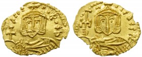 Nicephorus I with Stauracius (802-811), Semissis, Syracuse, AD 803-811; AV (g 1,74; mm 19; h 6); NICE - FOROS b’, crowned bust of Nicephorus facing, w...