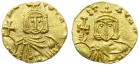 Nicephorus I with Stauracius (802-811), Semissis, Syracuse, AD 803-811; AV (g 1,81; mm 14; h 6); [NI] - [...], crowned bust of Nicephorus facing, wear...
