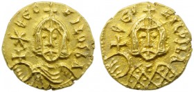 Theophilus (829-842), Tremissis, Syracuse, AD 829-830; AV (g 1,30; mm 11; h 6); *ΘEO - FILOS bA, crowned bust facing, wearing chlamys, holding globe c...