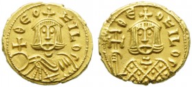 Theophilus (829-842), Solidus, Syracuse, AD 831-842; AV (g 3,84; mm 17; h 6); ΘEO - FILOS, crowned bust facing, wearing chlamys, holding globe crucige...