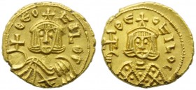 Theophilus (829-842), Solidus, Syracuse, AD 831-842; AV (g 3,85; mm 17; h 6); ΘEO - FILOS, crowned bust facing, wearing chlamys, holding globe crucige...