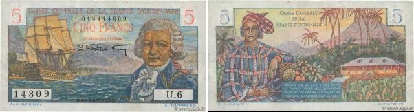 Country : FRENCH EQUATORIAL AFRICA 
Face Value : 5 Francs Bougainville 
Date : (...