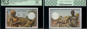 Country : FRENCH EQUATORIAL AFRICA 
Face Value : 1000 Francs Spécimen 
Date : (1957) 
Period/Province/Bank : Institut d'émission de l'A.E.F. et du Cam...