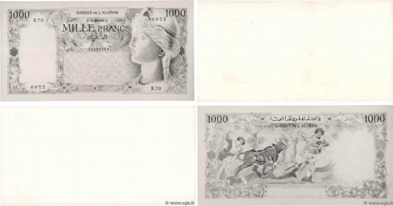 Country : ALGERIA 
Face Value : 1000 Francs Photo 
Date : 05 juin 1945 
Period/P...