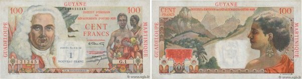 Country : FRENCH WEST INDIES 
Face Value : 1 NF sur 100 Francs La Bourdonnais 
D...