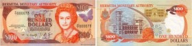 Country : BERMUDA 
Face Value : 100 Dollars Petit numéro 
Date : 20 février 1994 
Period/Province/Bank : Bermuda Monetary Authority 
Catalogue referen...