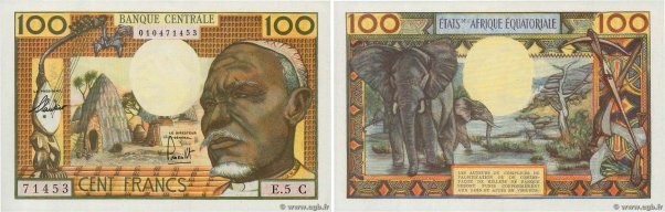 Country : EQUATORIAL AFRICAN STATES (FRENCH) 
Face Value : 100 Francs 
Date : (1...