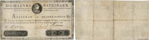 Country : FRANCE 
Face Value : 80 Livres 
Date : 29 septembre 1790 
Period/Provi...