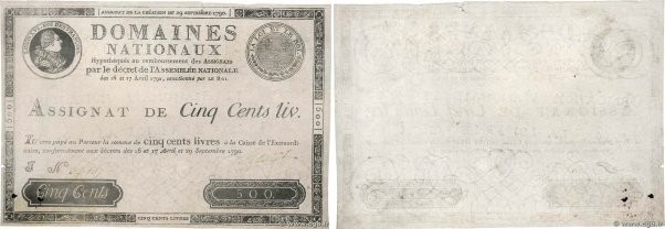 Country : FRANCE 
Face Value : 500 Livres Faux 
Date : 29 septembre 1790 
Period...