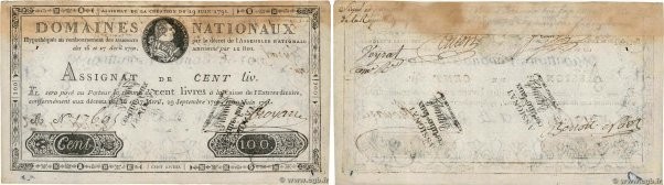 Country : FRANCE 
Face Value : 100 Livres Faux 
Date : 19 juin 1791 
Period/Prov...
