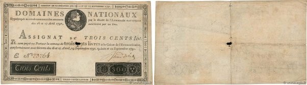 Country : FRANCE 
Face Value : 300 Livres Faux 
Date : 12 septembre 1791 
Period...