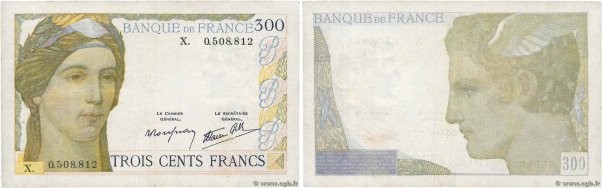 Country : FRANCE 
Face Value : 300 Francs 
Date : (09 février 1939) 
Period/Prov...