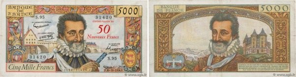 Country : FRANCE 
Face Value : 50 NF sur 5000 Francs HENRI IV 
Date : 30 octobre...